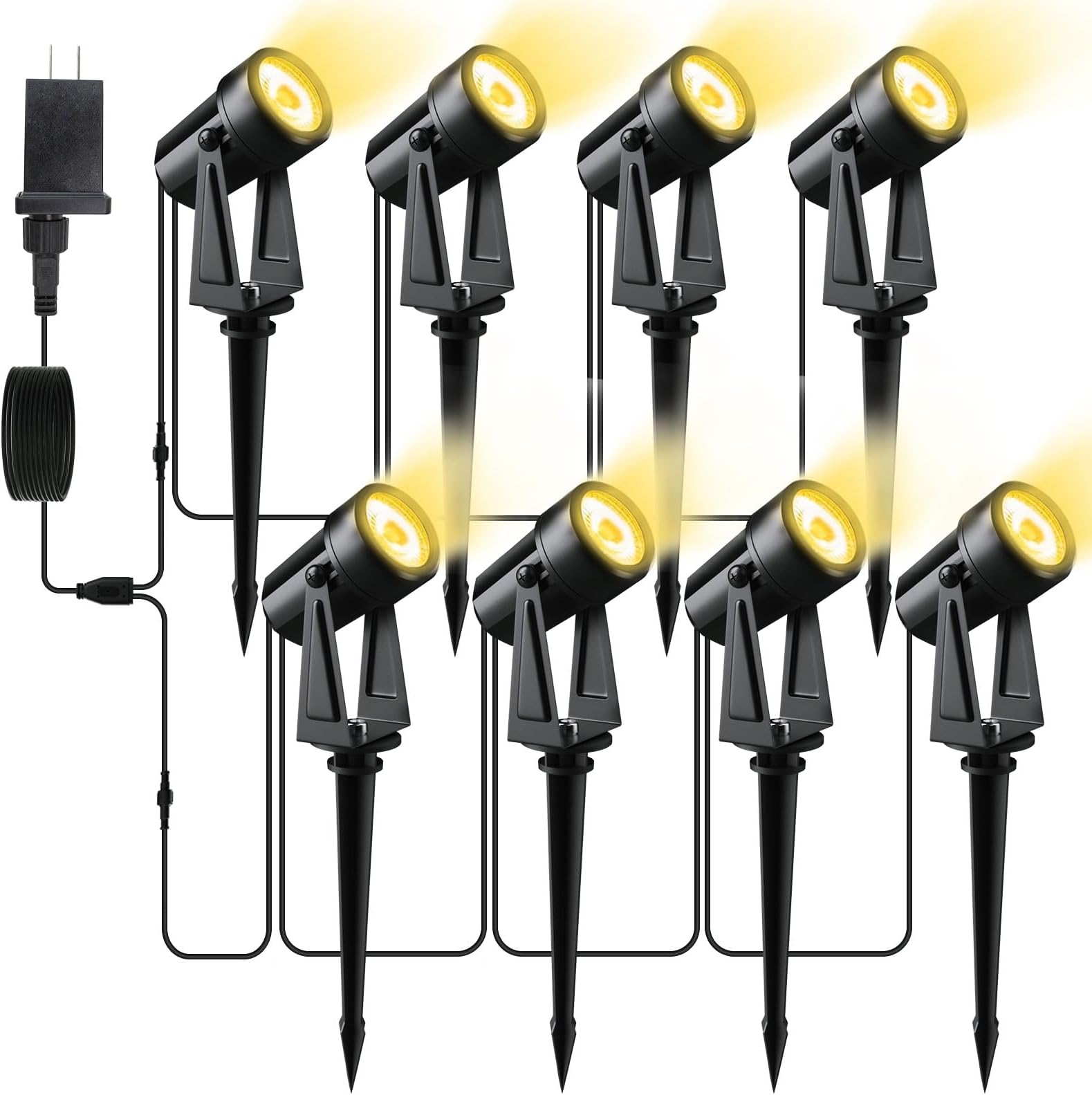 Low Voltage Landscape Lighting,8 Pack Outdoor LED Landscape Spotlights with Transformer 27V Garden Lights Pathway Lights IP65 Waterproof 3000K Warm White