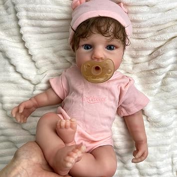 18 Full Body Silicone Reborn Baby Dolls Girl Open Eyes with Rooted Hair Lifelike Open Mouth Newborn Doll Anatomically Correct