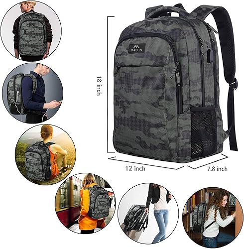 Miniatura 200 de MATEIN - Mochila empresarial para laptop de 15.6 pulgadas, mochila de viaje con puerto de carga USB, resistente al agua, para trabajo, universidad