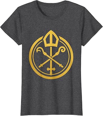 Bishops Mitre and Crosier Crossed Clergy Design T-Shirt