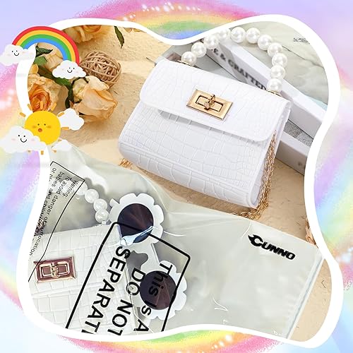 Vista 6 de Cunno Monedero pequeño para niñas pequeñas, lindo bolso cruzado con solapa de princesa con gafas de sol de flores