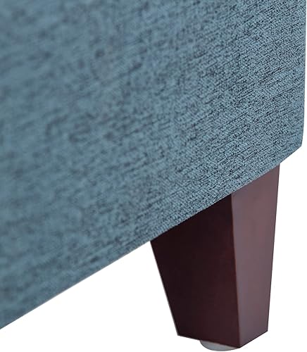 Miniatura 7 de Asense Otomana de Almacenamiento Cuadrada de 17 Pulgadas, Pequeño Reposapiés para Sofá, Reposapiés Tapizado en Tela de Lino Sintético para Entrada,