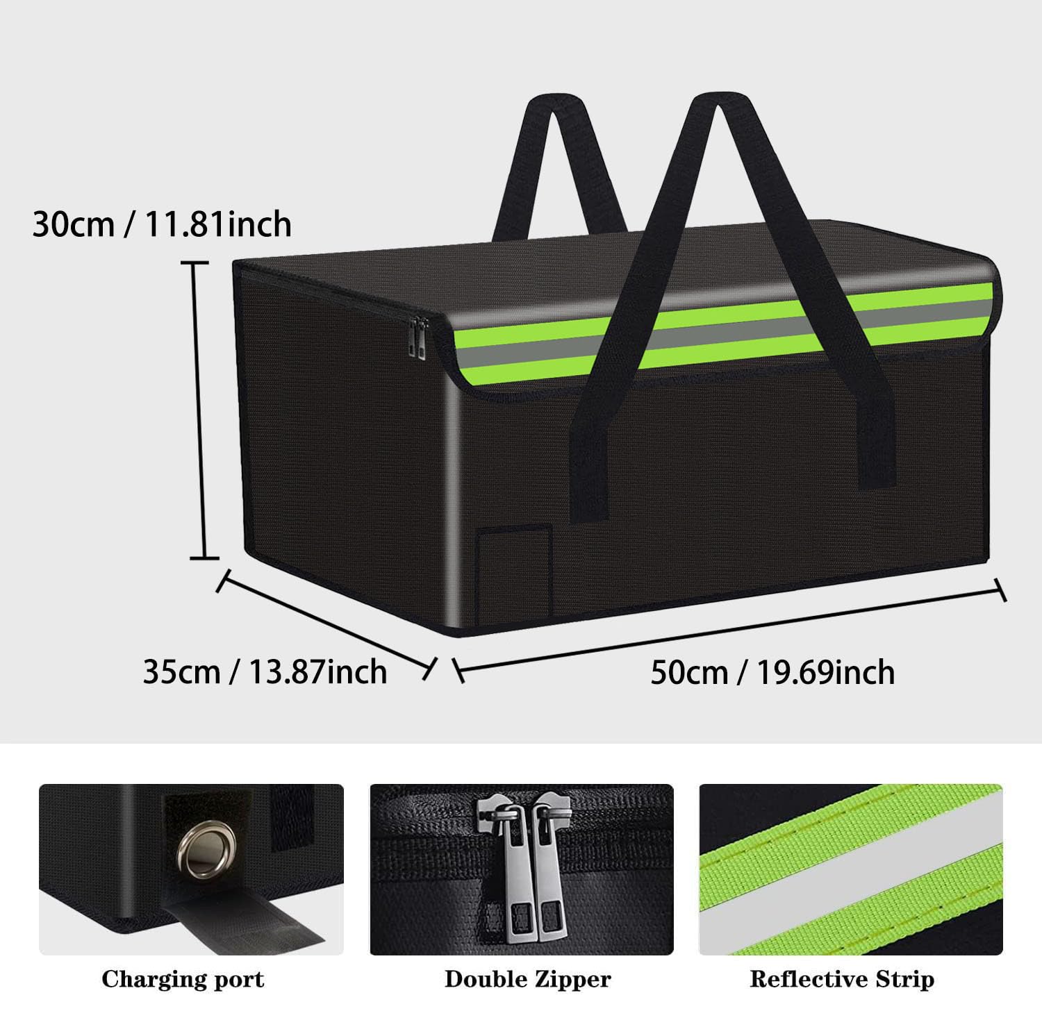 Lipo Safe Tasche, 50 x 35,1 x 30 cm, mit Unterstützung, feuerfeste Tasche für Lipo Akku, Aufbewahrung, Ladetransport, Zuhause, Büro, Reisen, feuerfest, sicher für Bargeld, Wertsachen, Schmuck