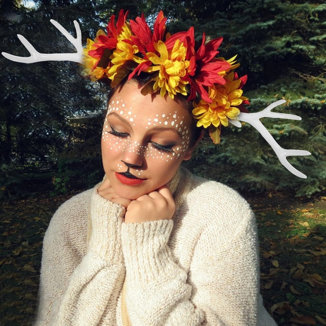 Alipis Deer Antlers Headband, White Faux Deer Antlers Costume, Christmas & DIY Crafts, Party Decor, Holiday Headpiece - Image 3