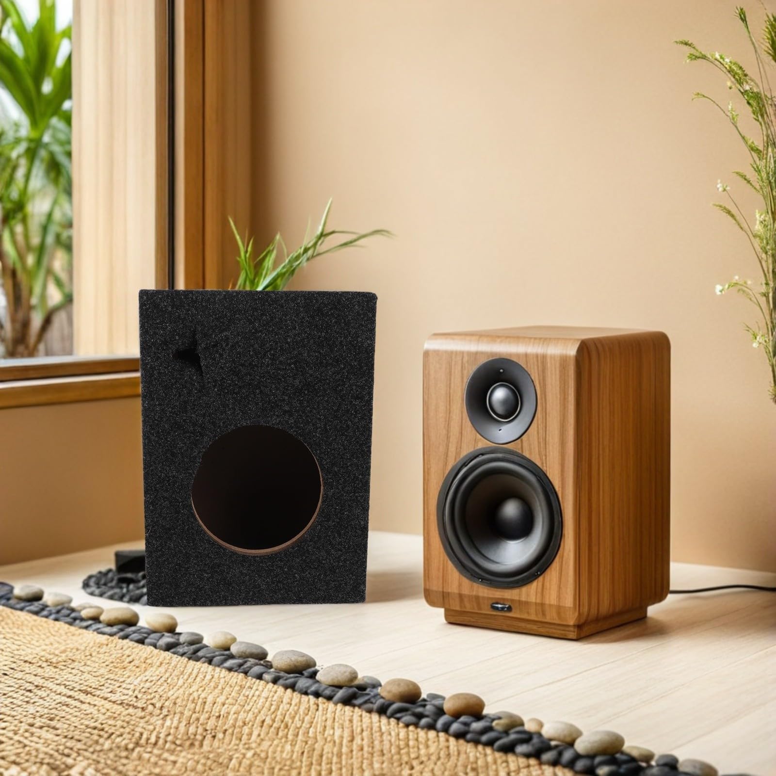 Cassa Acustica Quadrata Ultra Sottile, Box Subwoofer 6,5 Pollici in Legno e Feltro, Nero, per Car Audio e Audio Equipment, Installazione Facile, per Veicoli e Eventi All'aperto
