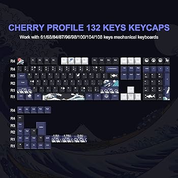 KEI☆様 XVX PBT Keycaps 132 Keys, Great Wave Off Kanagawa Japanese