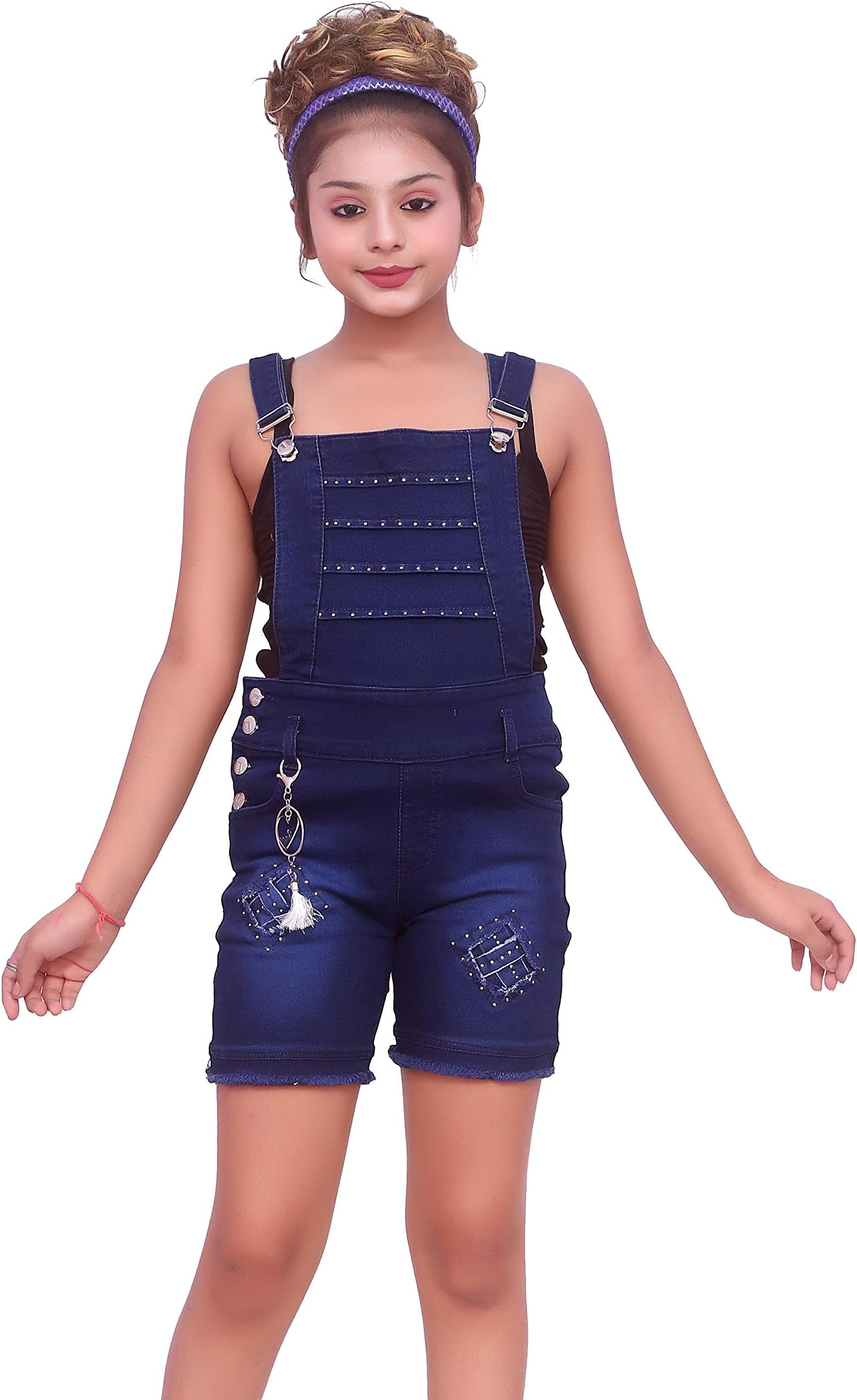 Dungaree Shorts for Girls Solid Denim Without Top