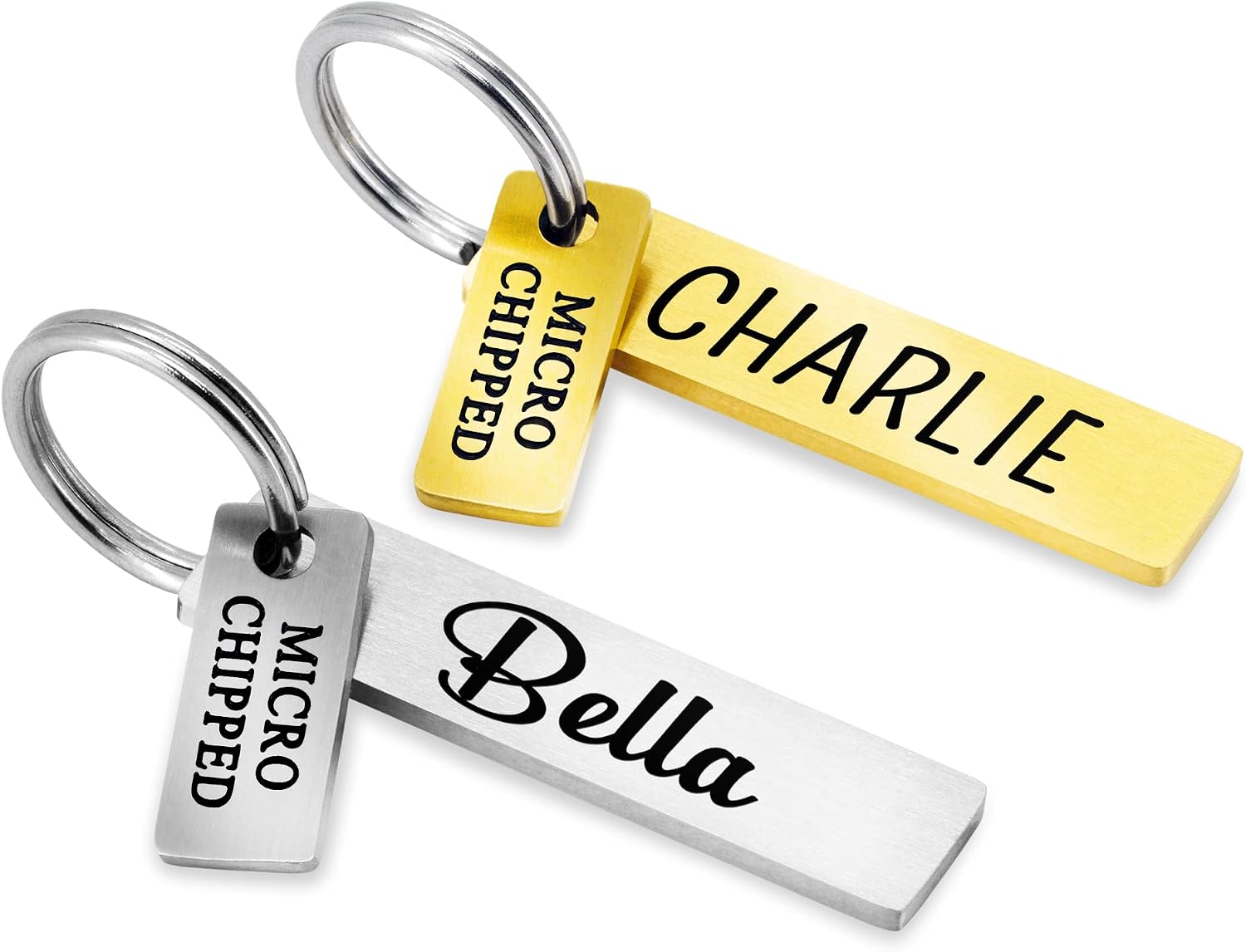Ultra Joys Small Dog Tags Engraved for Pets - Microchipped Dog Name Tags Personalized - Cat Tags Personalized Small Both Sides Engraved…