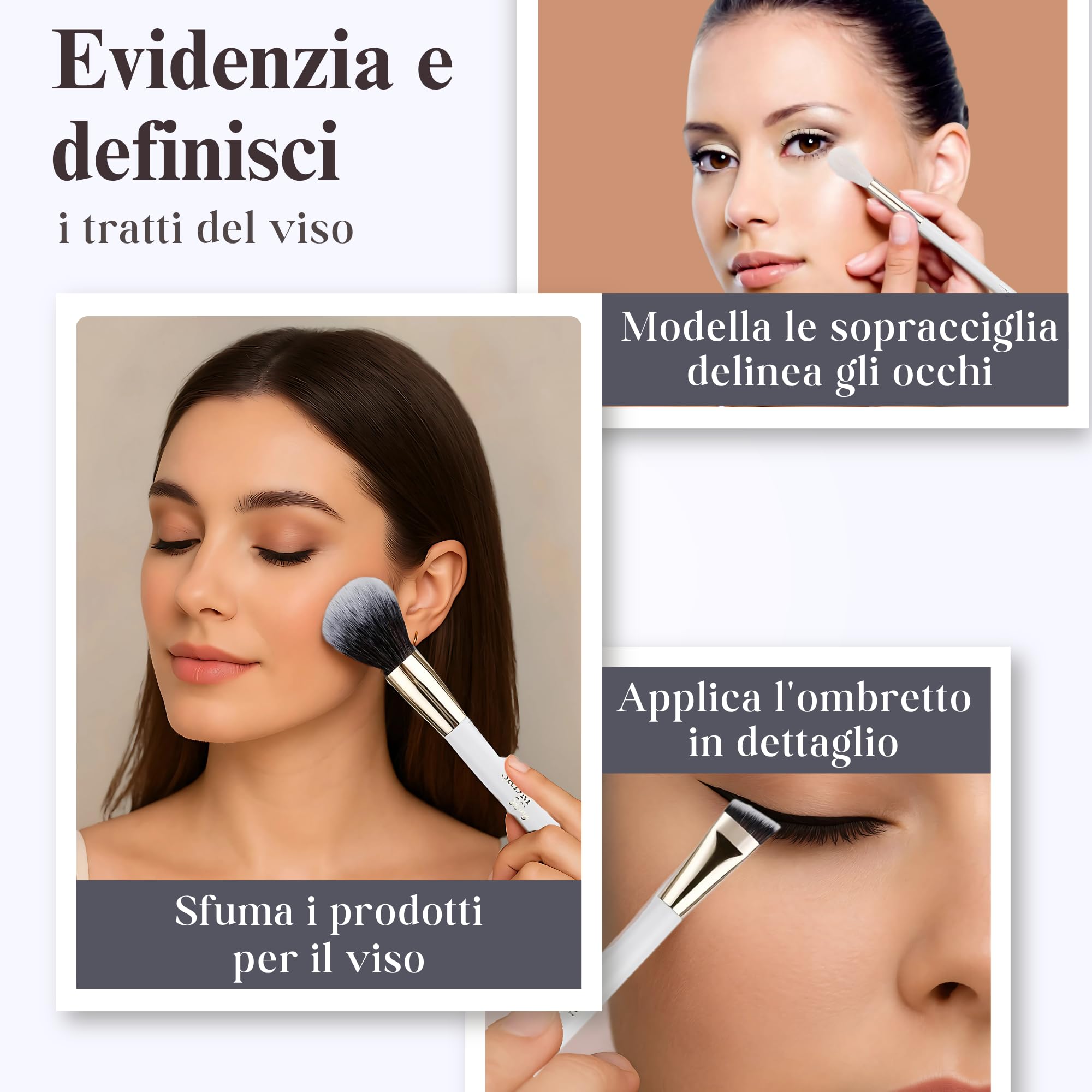 Set pennelli trucco professionali 24 pezzi con custodia – Pennelli make up viso e occhi per fondotinta, cipria, correttore, fard, ombretto, contour