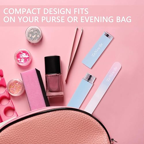 Miniatura 21 de 3 limas de uñas de vidrio en estuche, lima de uñas de cristal, regalos de Navidad, lima de uñas de cristal grabada de doble cara para arte de uñas