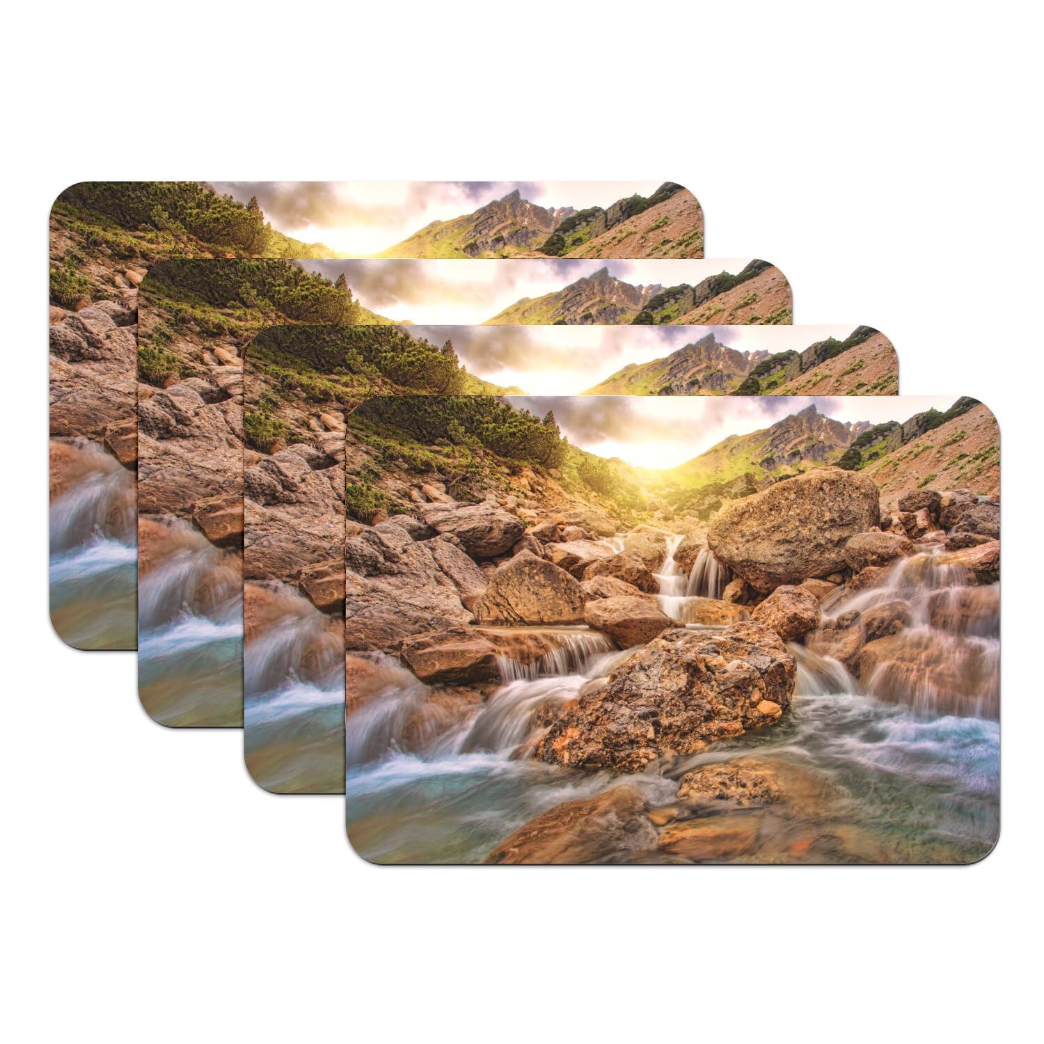Sets de table nature avec montagne pour repas en famille et décoration de table de cuisine