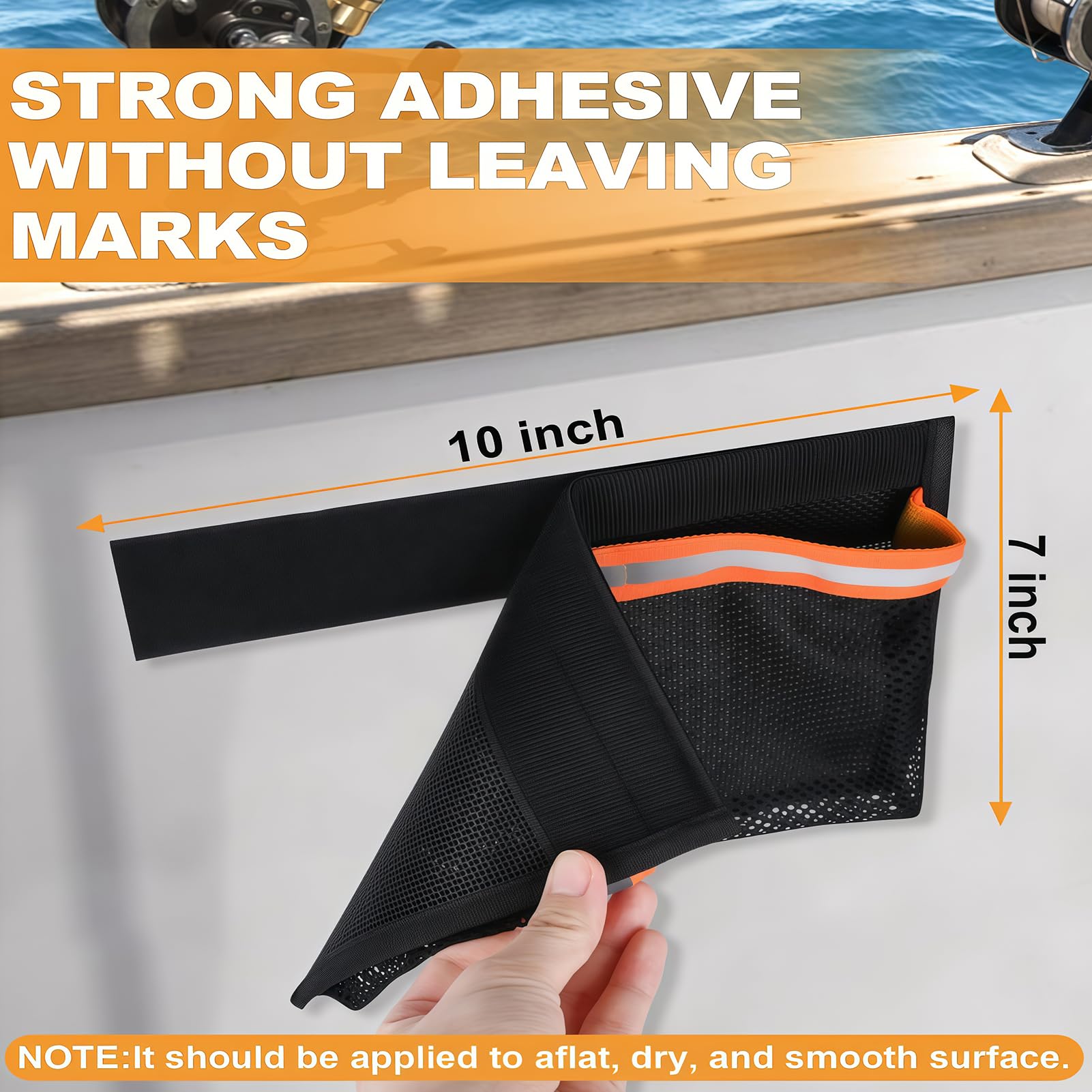 2 Borsa Portaoggetti per Barche da 7.09 x 9.84 Pollici, Borse Autoadesive per Riporre Le Barche con Gancio e Anello di Sicurezza, Rete A Maglie Anti-Perdita per Guanti, Attrezzi