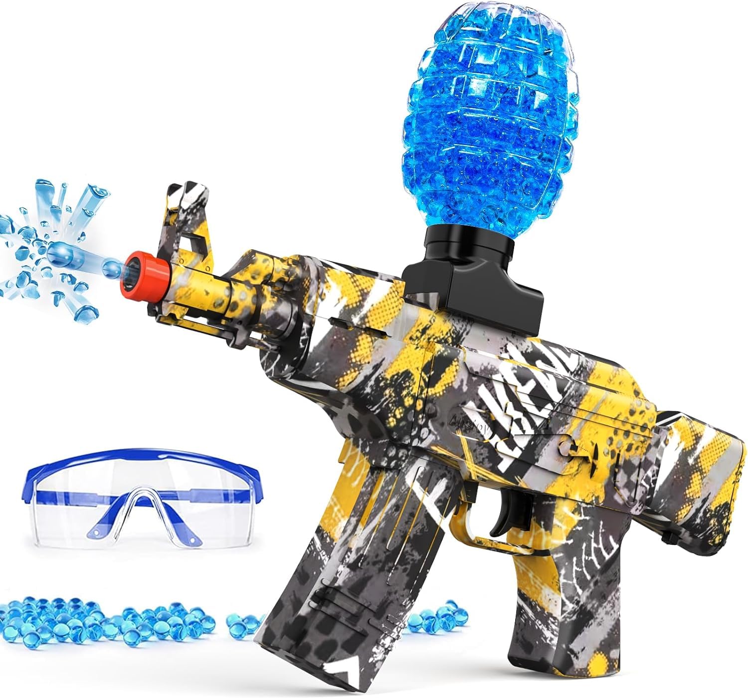 BuYouGel Ball Blaster Fast Auto Blaster Electric with 31k Ammo for Adults Yellow (Yellow Camouflage) | Eyewear | Rechargeable | Garden | Outdoor Games Activities