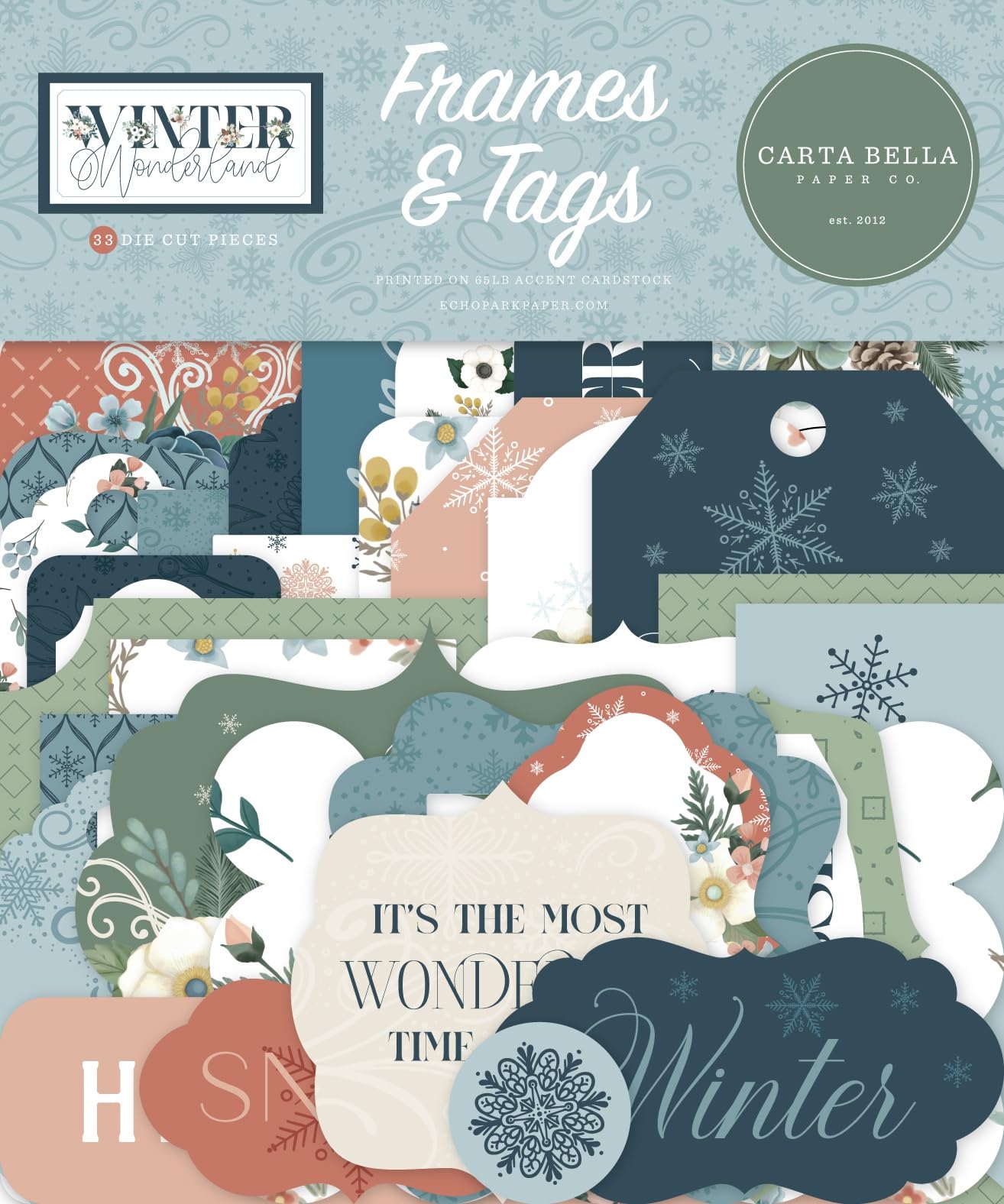 Carta Bella Cardstock Ephemera-Frames & Tags, Winter Wonderland