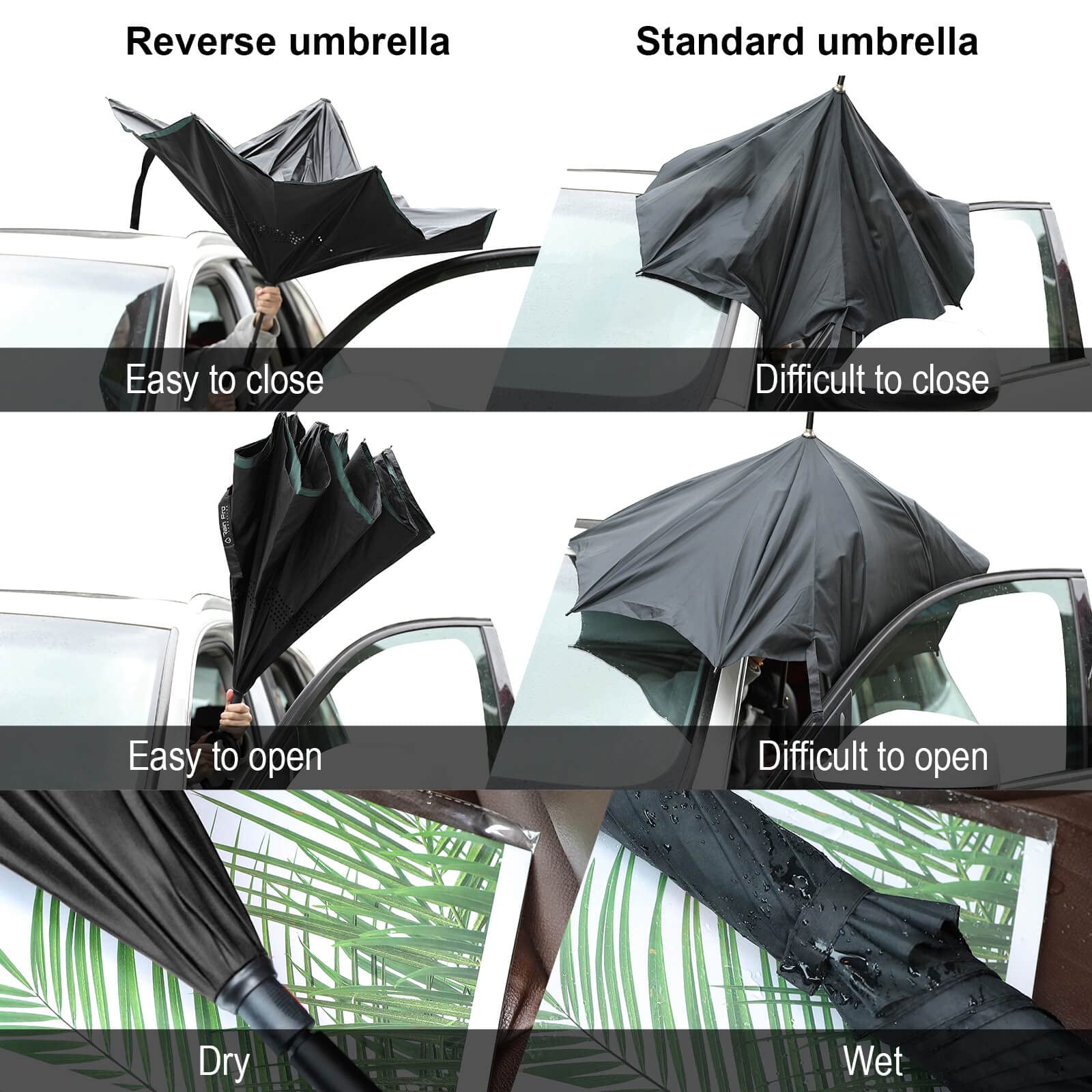 personalizados PARAGUAS grande invertido,Gran Paraguas Plegable con Apertura Automática, a Prueba de Viento, Parasol Anti-UV, construcción de doble capa, mango en forma de C, para mujeres y hombres