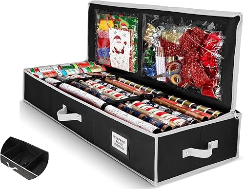 Clorso Almacenamiento de papel de regalo, almacenamiento de papel de regalo de Navidad de 40 x 14 x 6 pulgadas, gran organizador de envoltura de