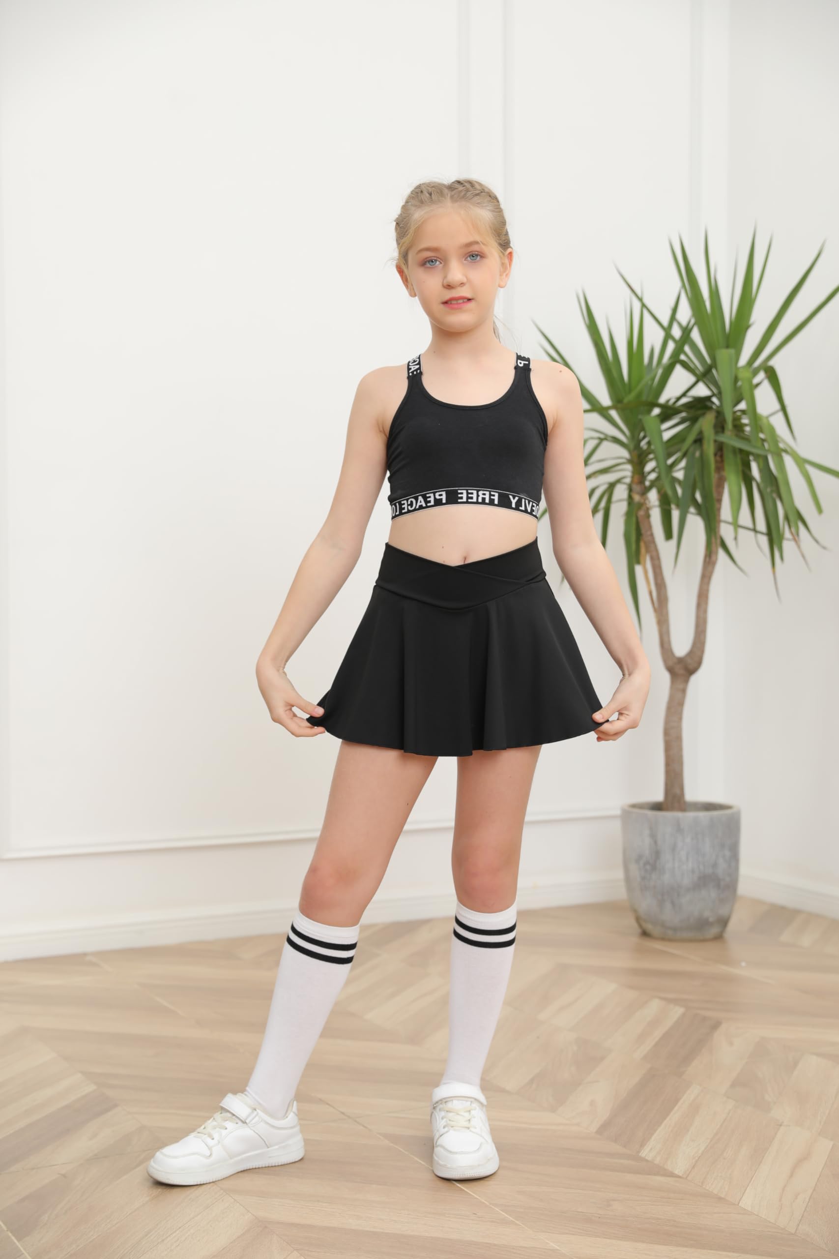 Falda de tenis para niña con bolsillos, pantalones interiores, plisada, deportiva de verano