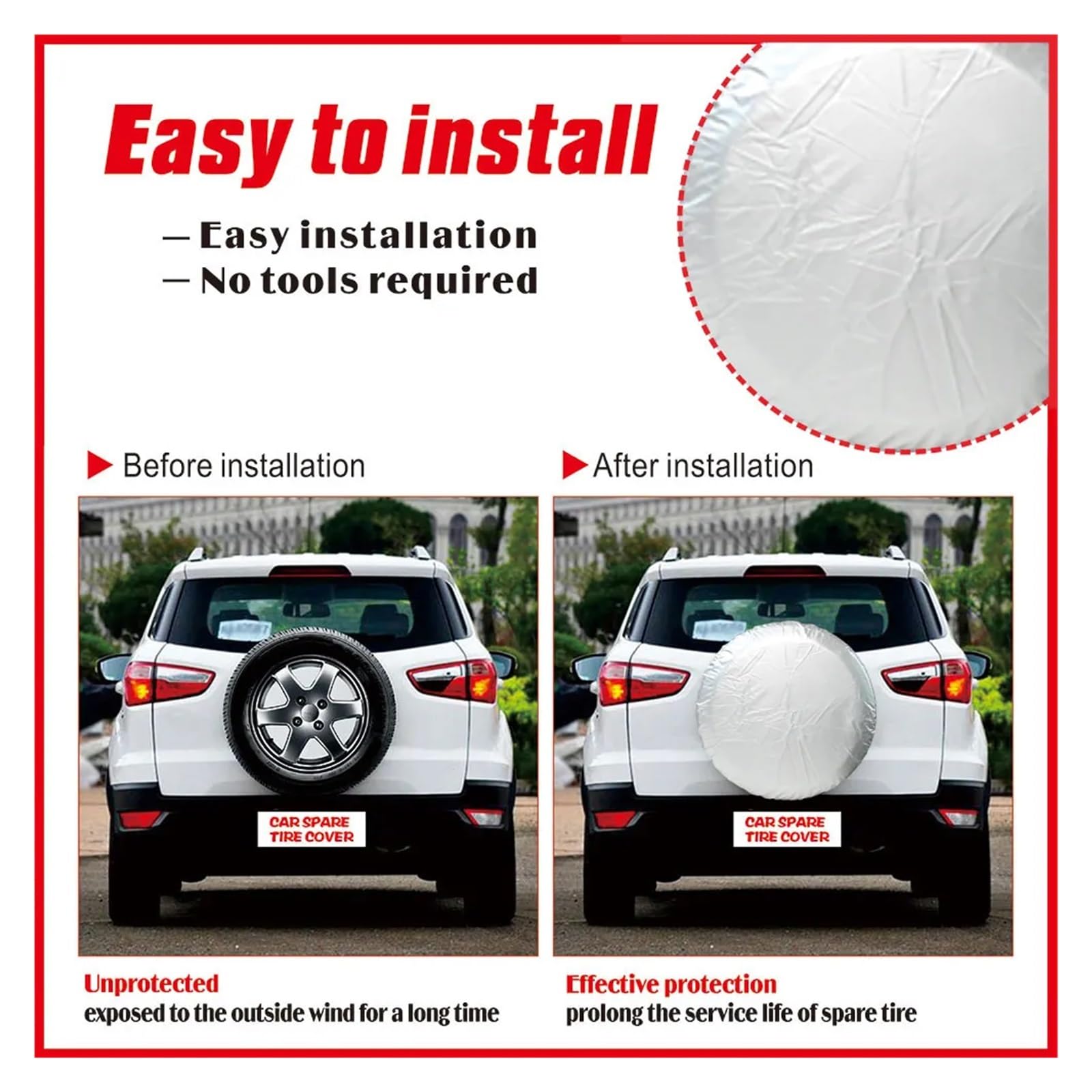 Auto-Ersatzreifenabdeckungen, 4 Stück, 33–48,3 cm, 48,3–58,4 cm, Reifenabdeckung, Auto-Ersatzreifenabdeckung, Aufbewahrungstaschen, Tragetasche, Polyester-Reifenkappen, Reifenabdeckungen (4 Stück 48,3