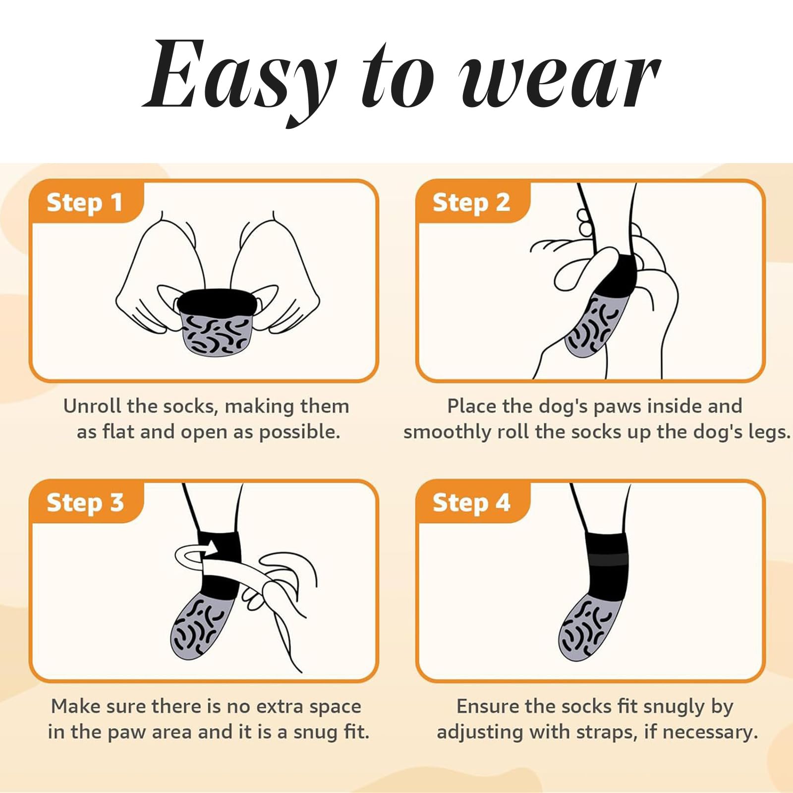 2 works Winter Dog Leg Warmers with Grips, Shoe Dog Socks for Cold Weather Adjustable Strap Shoes to Stop Paws Licking - Image 3