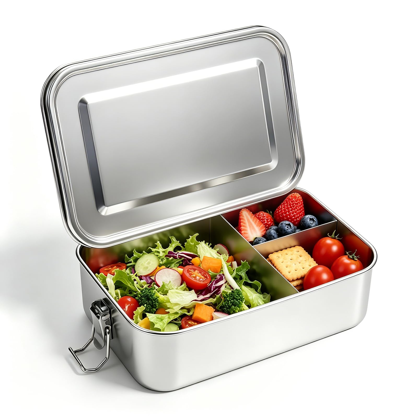 MAIGELITE Stainless Steel Lunch Box 1400ml, Bento with Removable Divider