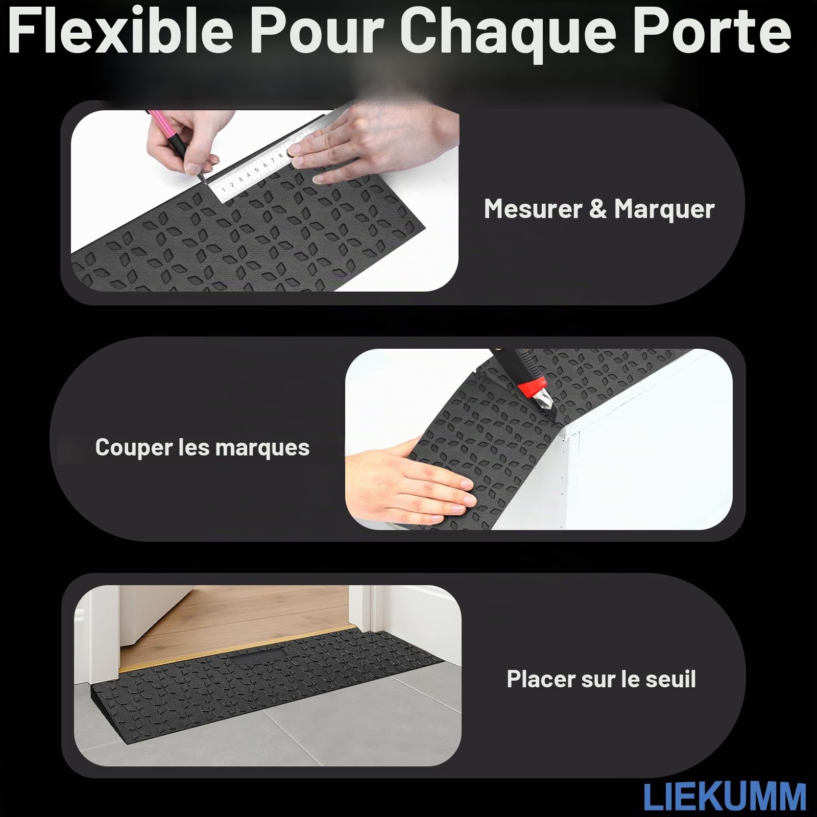 LIEKUMM Rampe de porte en caoutchouc, hauteur 4 cm, antidérapante, avec motif étoile en polaire, charge maximale de 650 kg, pour ouvertures de portes, marches, trottoirs, scooters