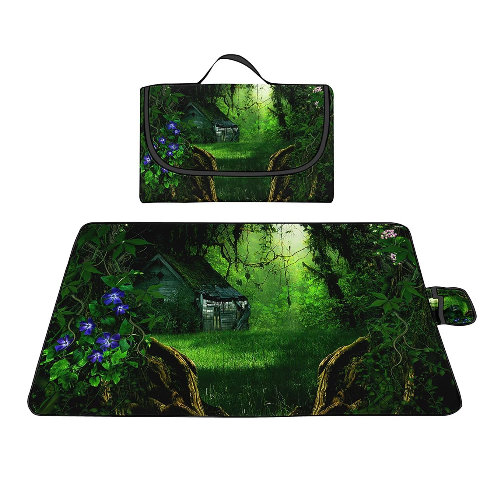 Coperta da Picnic 180x200cm, Coperta da Campeggio Impermeabile Coperta da Spiaggia Portatile con Maniglia per Picnic Outdoor Campeggio Spiaggia Parco Foresta Verde