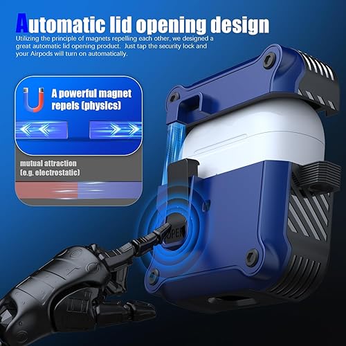 Miniatura 2 de RFUNGUANGO - Estuche protector rígido para AirPods de 3 generación, con clip de bloqueo seguro, completo, anti-golpes, funda compatible con AirPods