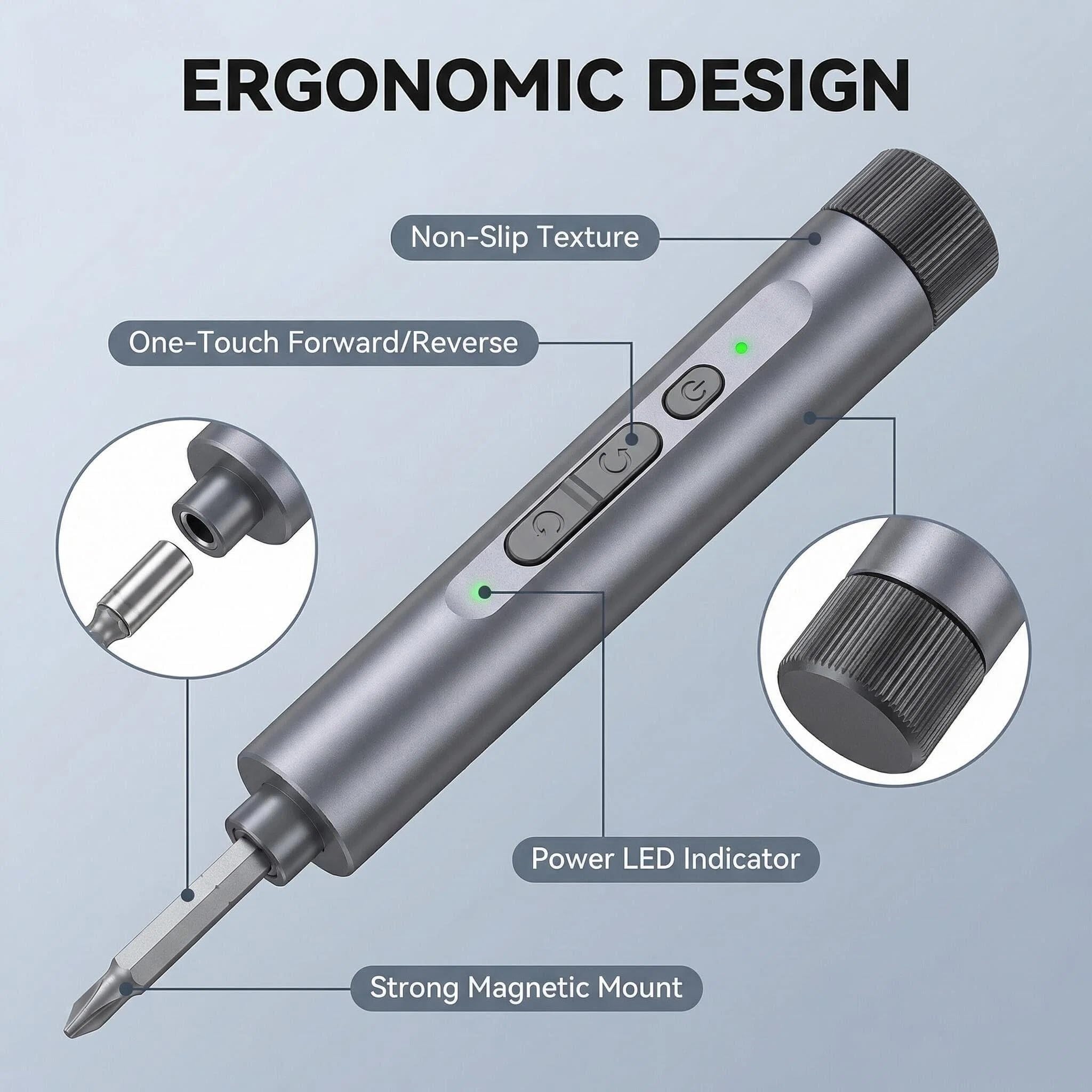 Juego de destornilladores eléctricos de precisión, puntas magnéticas 127 en 1, USB C recargable, luz LED, modos manuales y eléctricos, kit de herramientas de reparación portátil inalámbrico