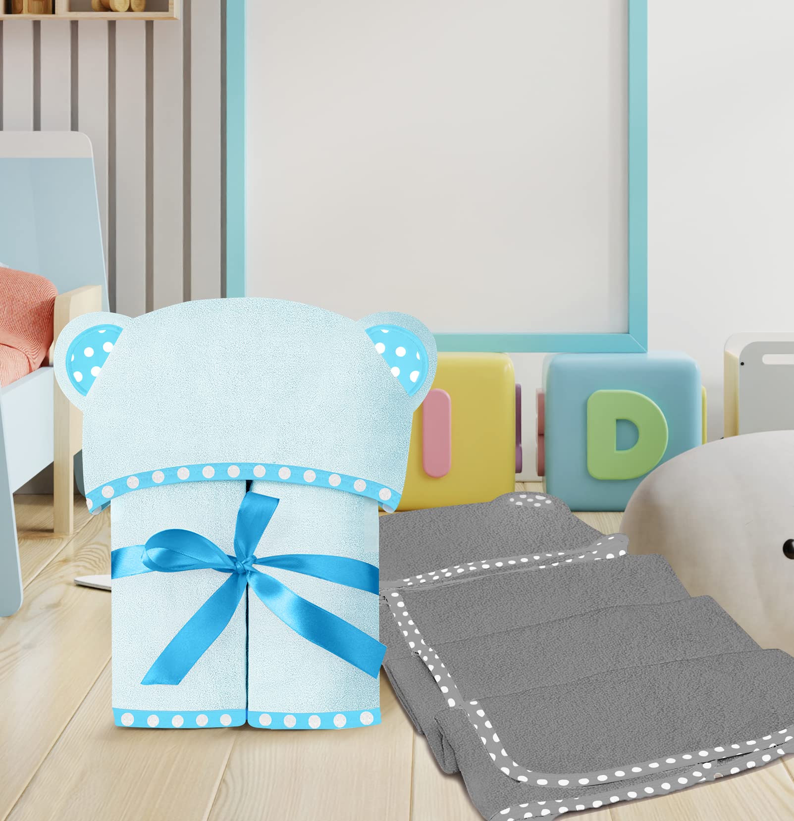 ZEYUMEE - Juego de 2 toallas de bambú con capucha para bebé, lujosas, grandes y superabsorbentes, 76 x 76 cm, suaves y adecuadas para bebés, niños pequeños y niños, 400 g/m²