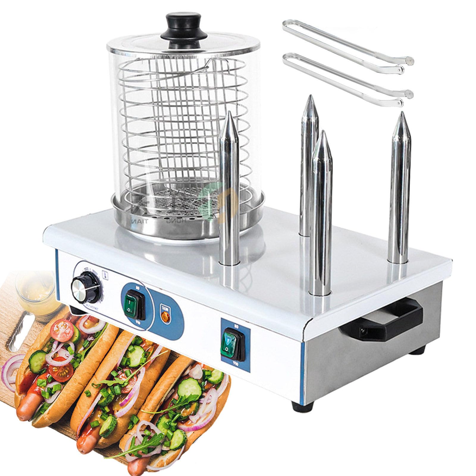 Calentamiento de panecillos para Perritos Calientes, máquina eléctrica para Salchichas al Vapor, Verduras, Pescado, albóndigas, máquina de Rodillo para Perritos Calientes