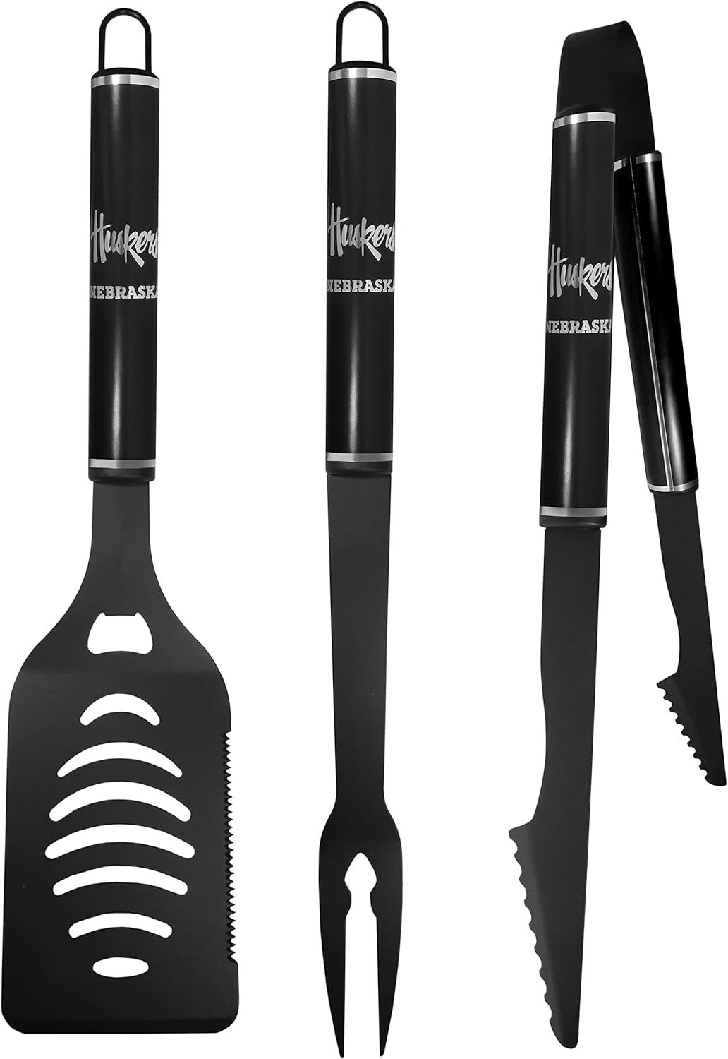 Siskiyou Sports NCAA Nebraska Cornhuskers 3 pc Monochromatic BBQ Set, Black,One Size