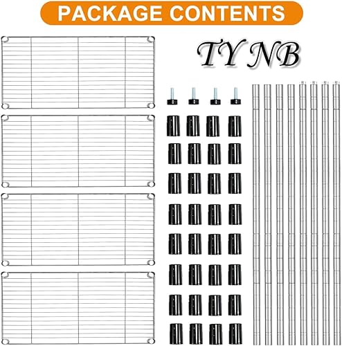 Miniatura 30 de Estantería de metal de 4 niveles de alambre de 36 pulgadas de ancho x 14 pulgadas de profundidad x 54 pulgadas de alto, estantes de almacenamiento