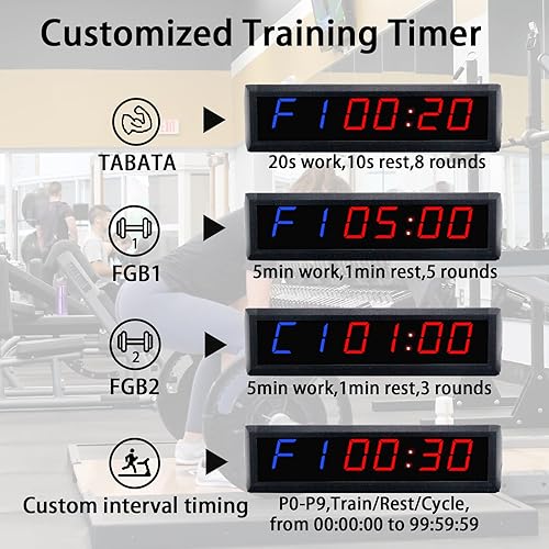 Miniatura 3 de Temporizador de gimnasio con control remoto, pantalla digital de 1.8 pulgadas con temporizador de entrenamiento personalizable, reloj de tiempo,