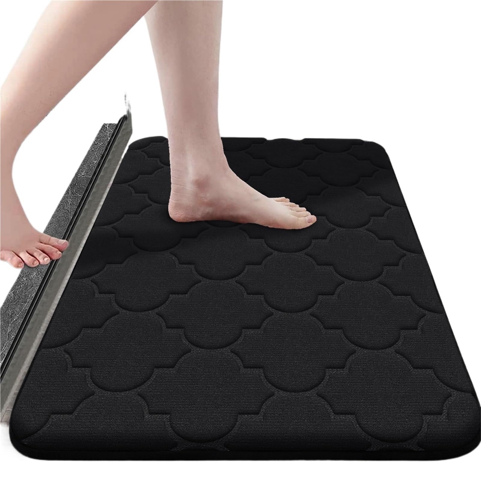 Tappeti per Il Bagno Tappeto da Bagno in Memory Foam, Antiscivolo, Ultra Morbido, Assorbente e Lavabile in Lavatrice.(Black,50cm x 80cm)