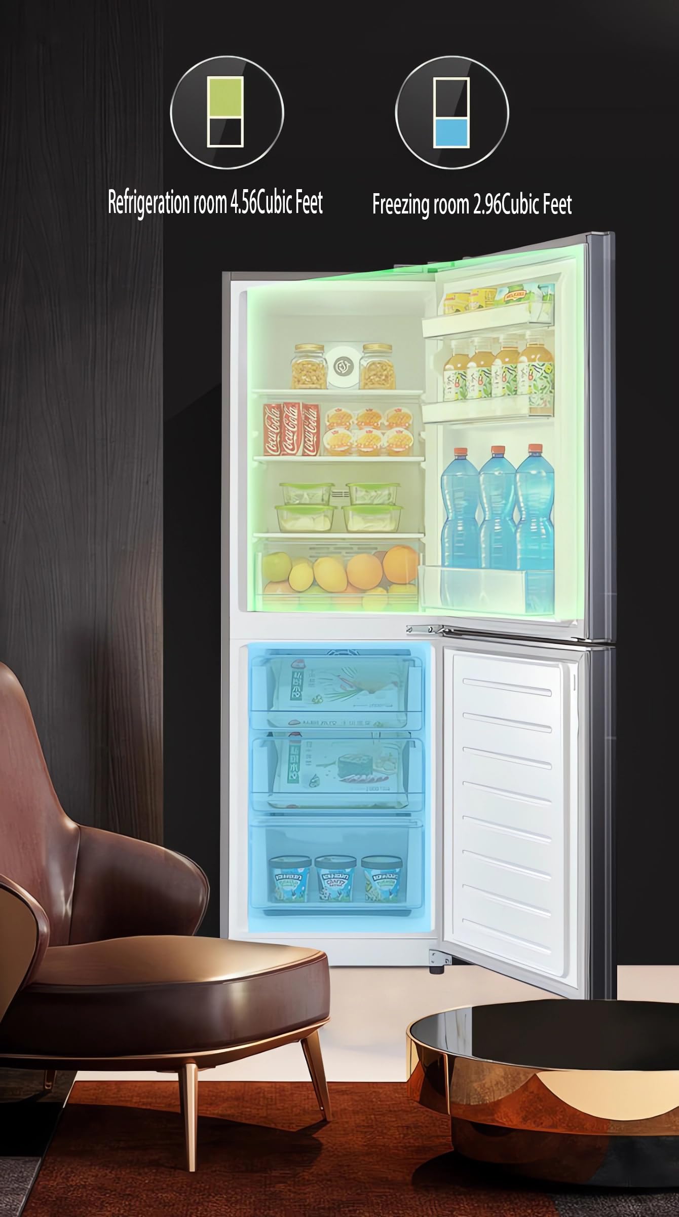 Ecozara Double Door Retro Refrigerator with Freezer 7.5 Cu.ft Low Noise Versatile Door Storage with Adjustable Remove Shelves or For Dorm,Living Kitchen Bedroom,Room on Fridge.com