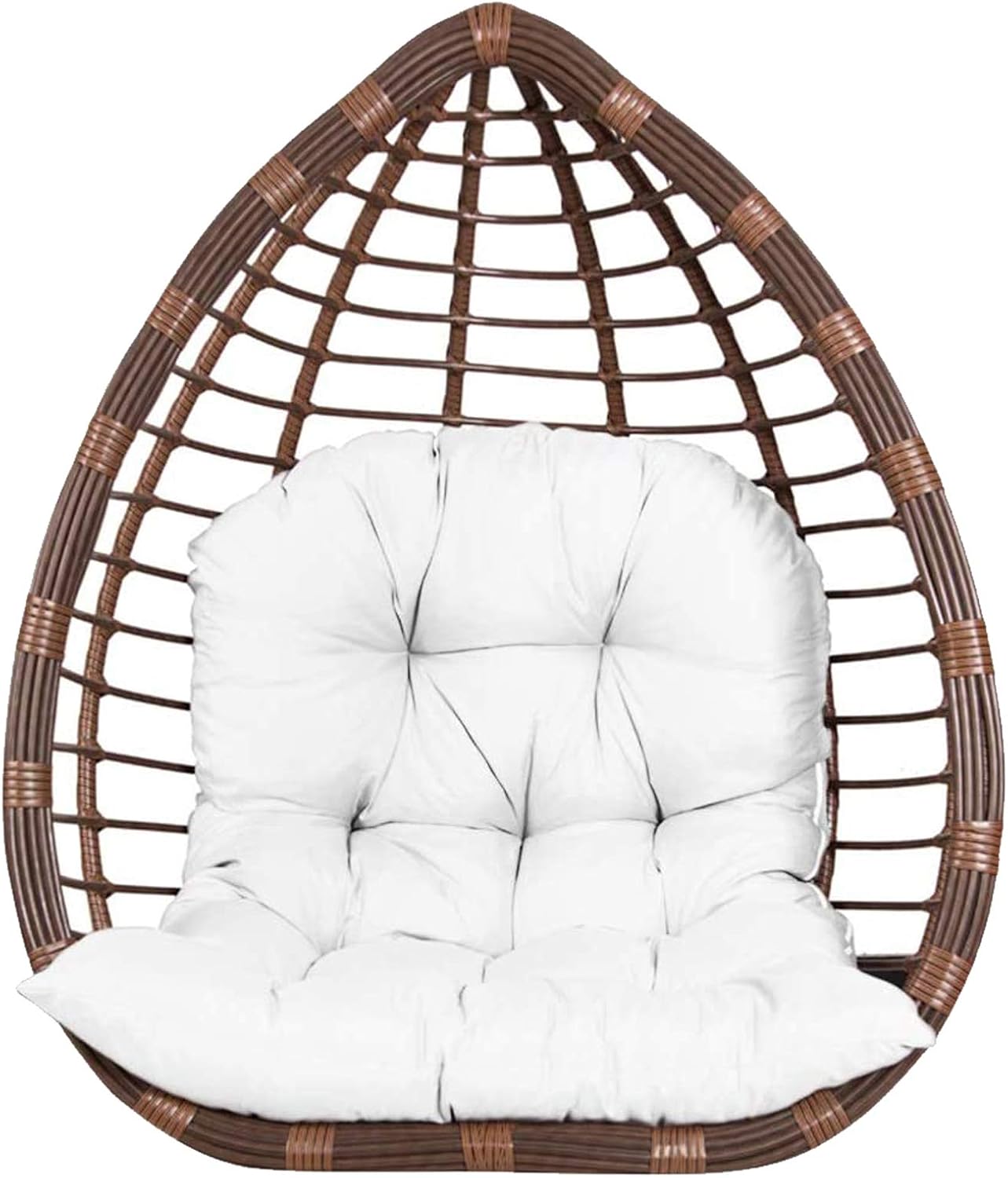 YAOBAO Hamaca Colgante Cojín Patio Jardín Columpio Balancín De Ratán, Silla Hamaca De Huevo, Asiento De Columpio, Cojín Grueso Nido, Silla Colgante para Interior Y Exterior,Blanco