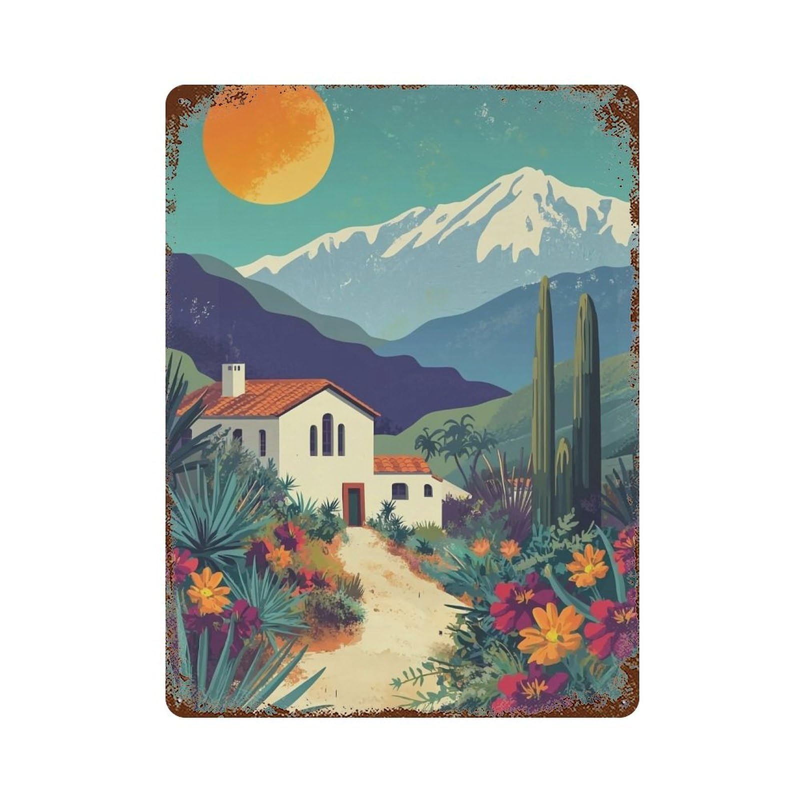 YHGERTKU Agave Valley Dusk 01 Wall Art Retro Iron Vintage Metal Tin Sign Poster Modern Decor for Living Rooms Gift 40x30cm
