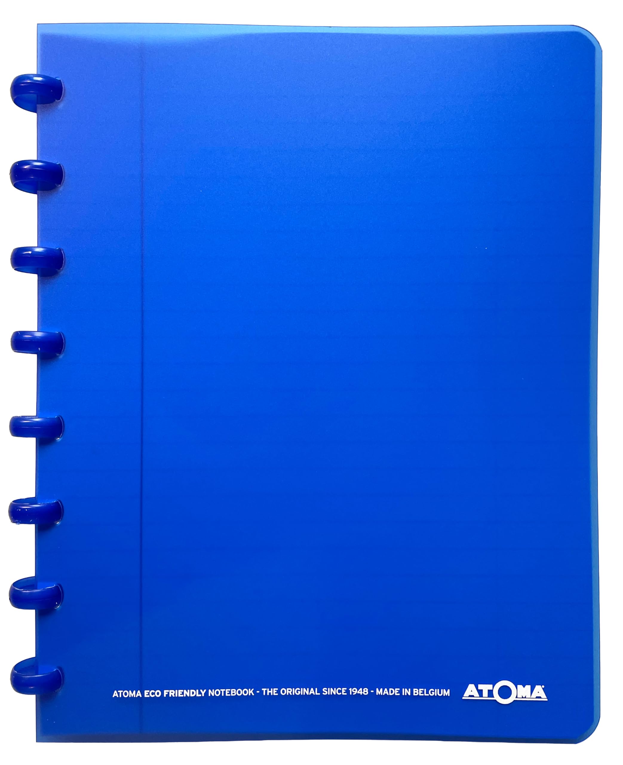 Atoma - A5 Ring Notebook - 72 Detachable Sheets (144 Pages) with Margin - Recyclable Polypropylene Cover (Blue - Ruled (8mm)