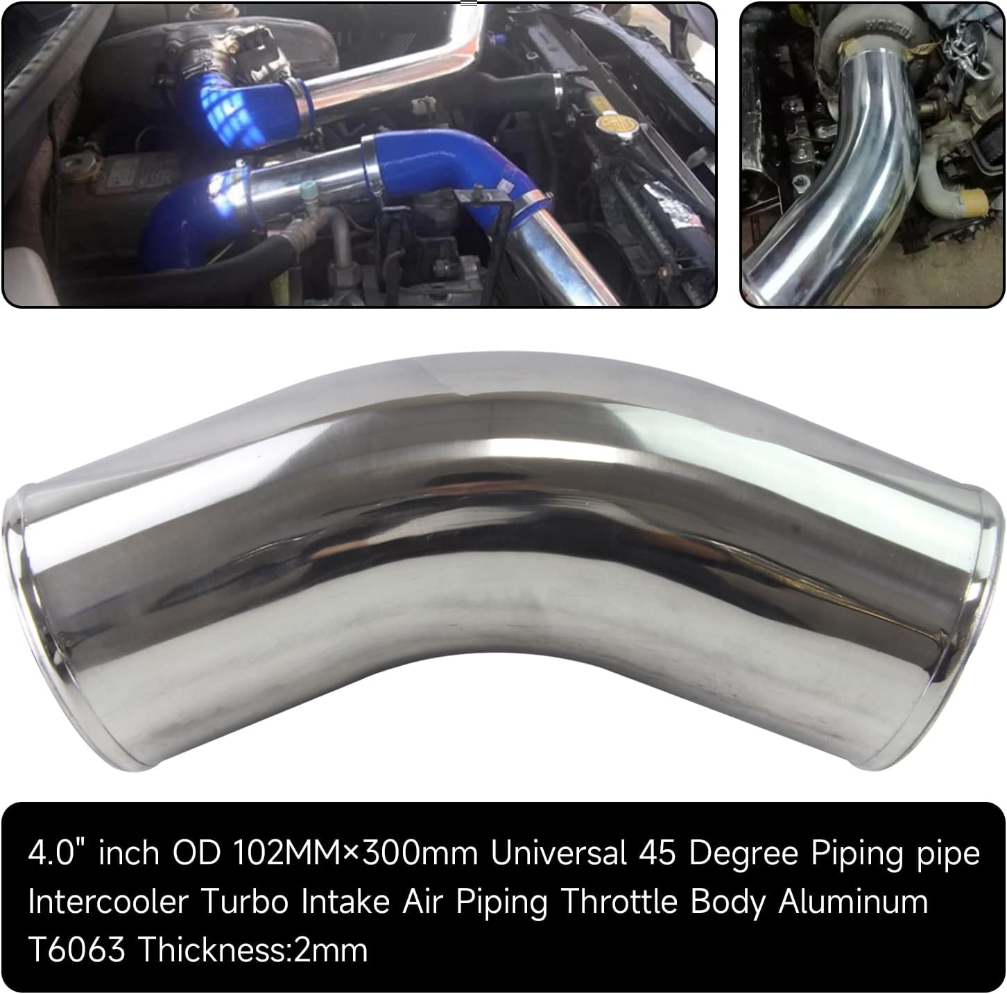 45 Degree Aluminum Intercooler Intake Turbo Pipe Piping Tube hose