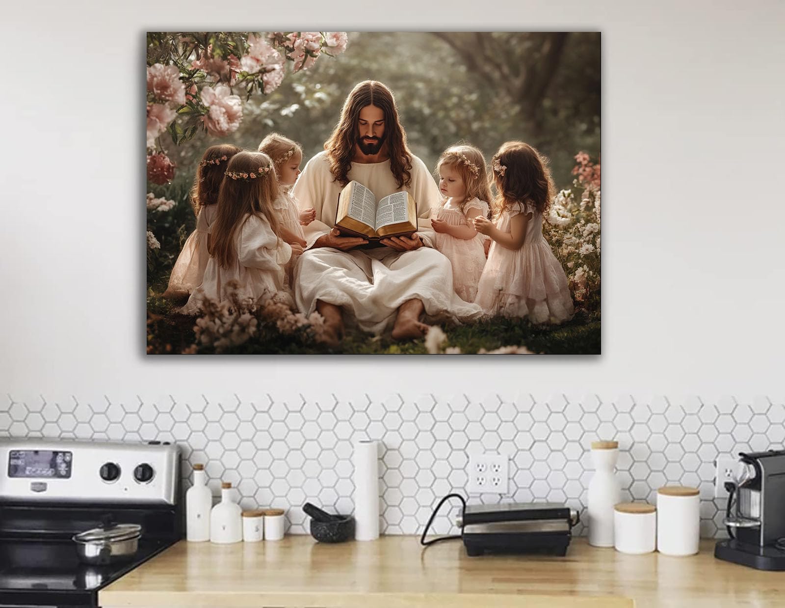 DMZPKZB Chrystus Malarstwo Dekoracja ścienna Religie, Dzieci i Biblia Chrystus Malarstwo Dekoracja ścienna Religia-60 x 90 cm oprawione (biały)