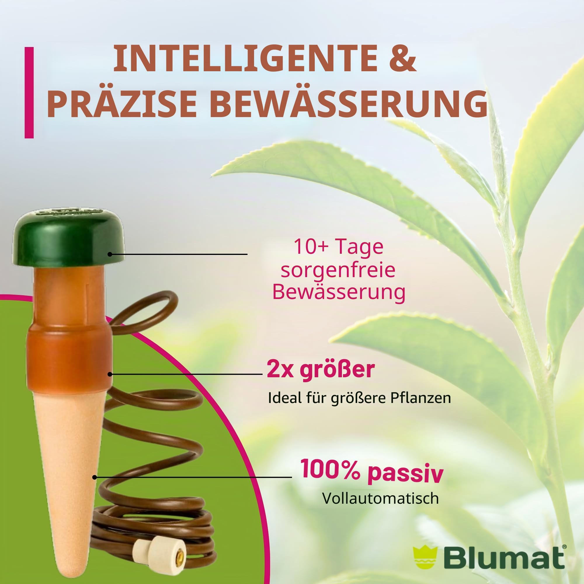 Blumat XL klassische Pflanzenbewässerungsstäbe | für den täglichen Gebrauch zu Hause oder im Urlaub | Wasserspikes für Pflanzen im Innen- oder Außenbereich | automatische Tropfbewässerung (4 Stück XL)