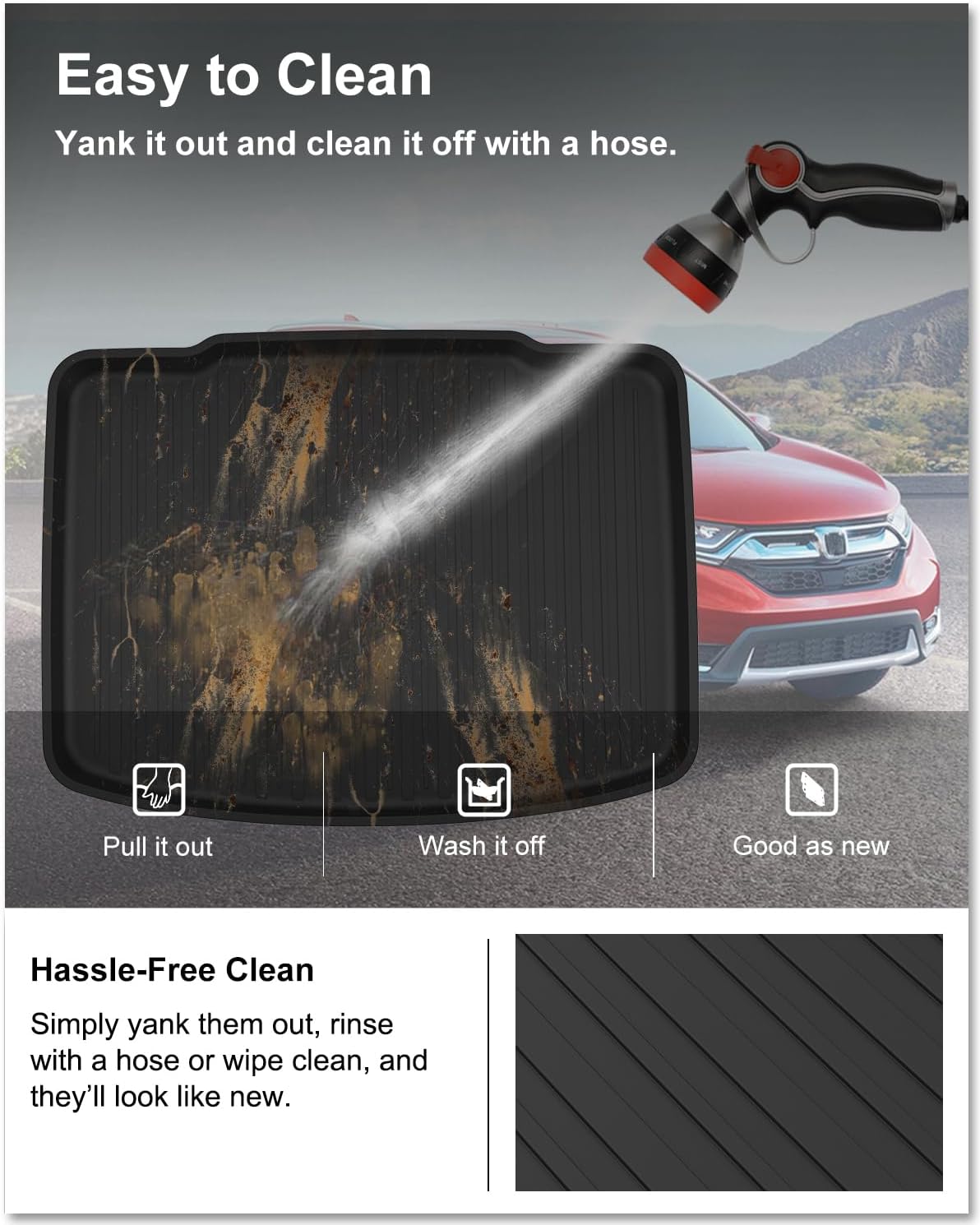 KIWI MASTER Cargo Mat for 2017-2022 Honda CR-V (Tray in Lower Position), Custom Fit All Weather Rear Cargo Liner, Heavy Duty TPE Tray Trunk Mat, Black - Image 7