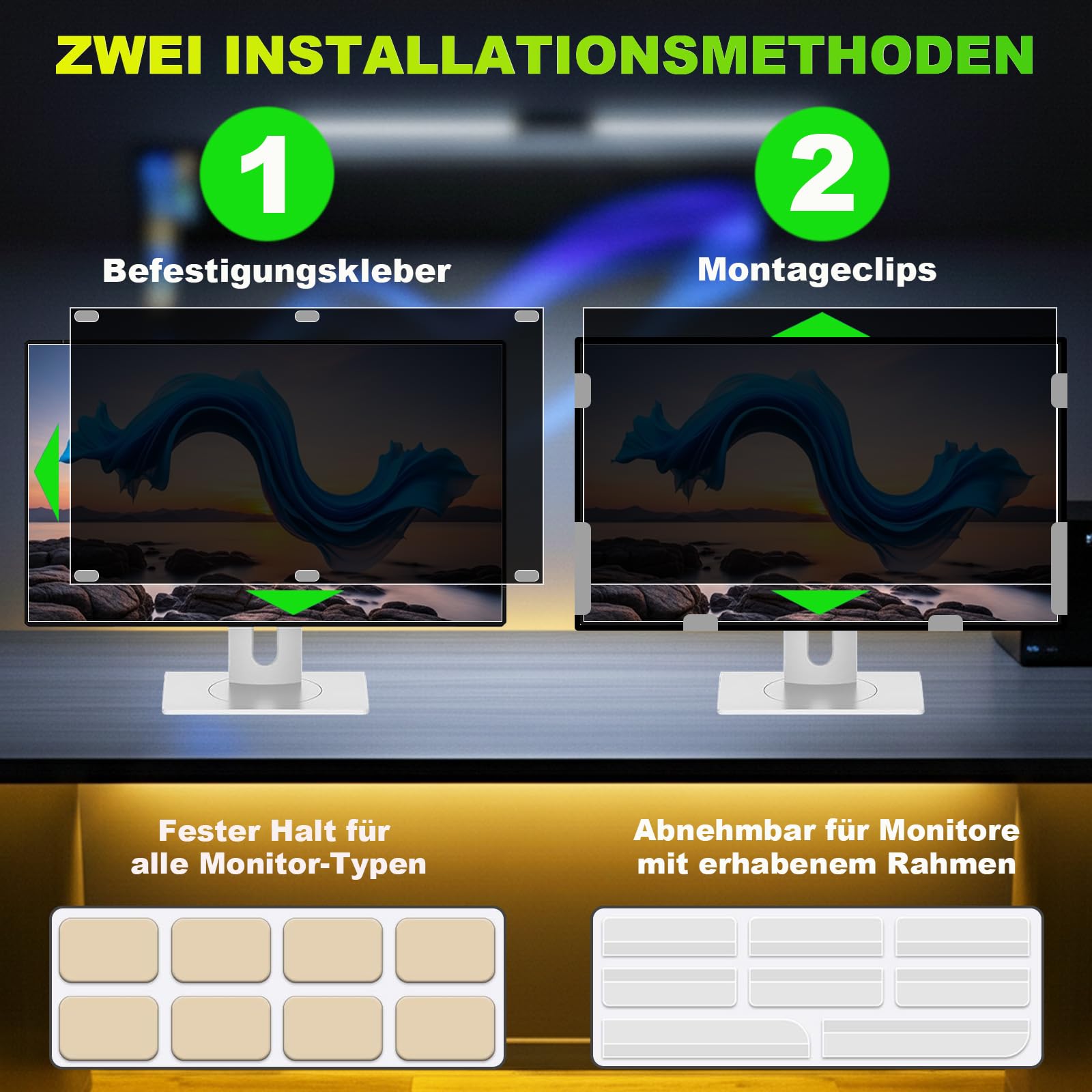Sichtschutzfolie für 24 Zoll 16:9 (53.2x29.9cm) Monitor - Blaulichtfilter & Blendschutz, Abnehmbar Blickschutzfolie | PC Blickschutzfilter für Büro