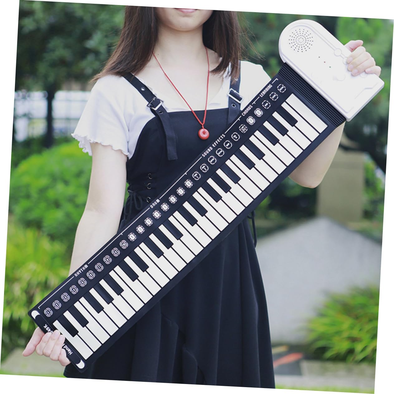 Pianola Portatile Pieghevole a 49 Tasti, Tastiera Elettronica Nera | Silicone e Abs, Altoparlante Integrato, per Adulti e Ragazzo Ragazza, Formato Arrotolabile