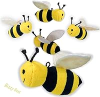 Vista 1 de Set of 5 Realistic-Looking Toy Plush Soft Stuffed 5" Honey Bees with Crinkle Wings