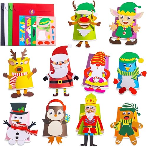 CARFRULTER Juego de 16 manualidades de Navidad para niños de 3 a 8 años, vasos de papel, personajes de Navidad, manualidades, regalo de Navidad,
