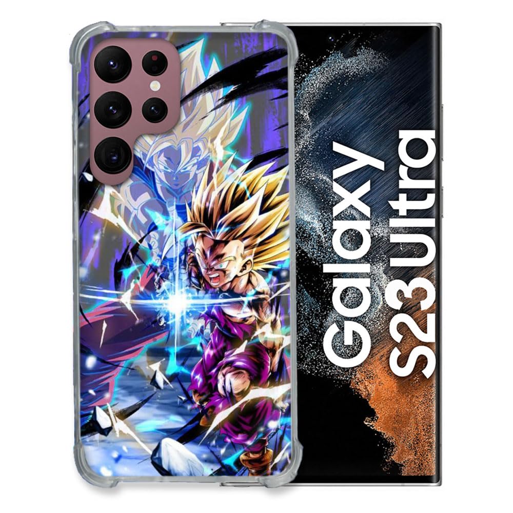 Cokitec Tempered Glass Case for Samsung Galaxy S23 Ultra Manga Dragon Ball Sangohan Duo