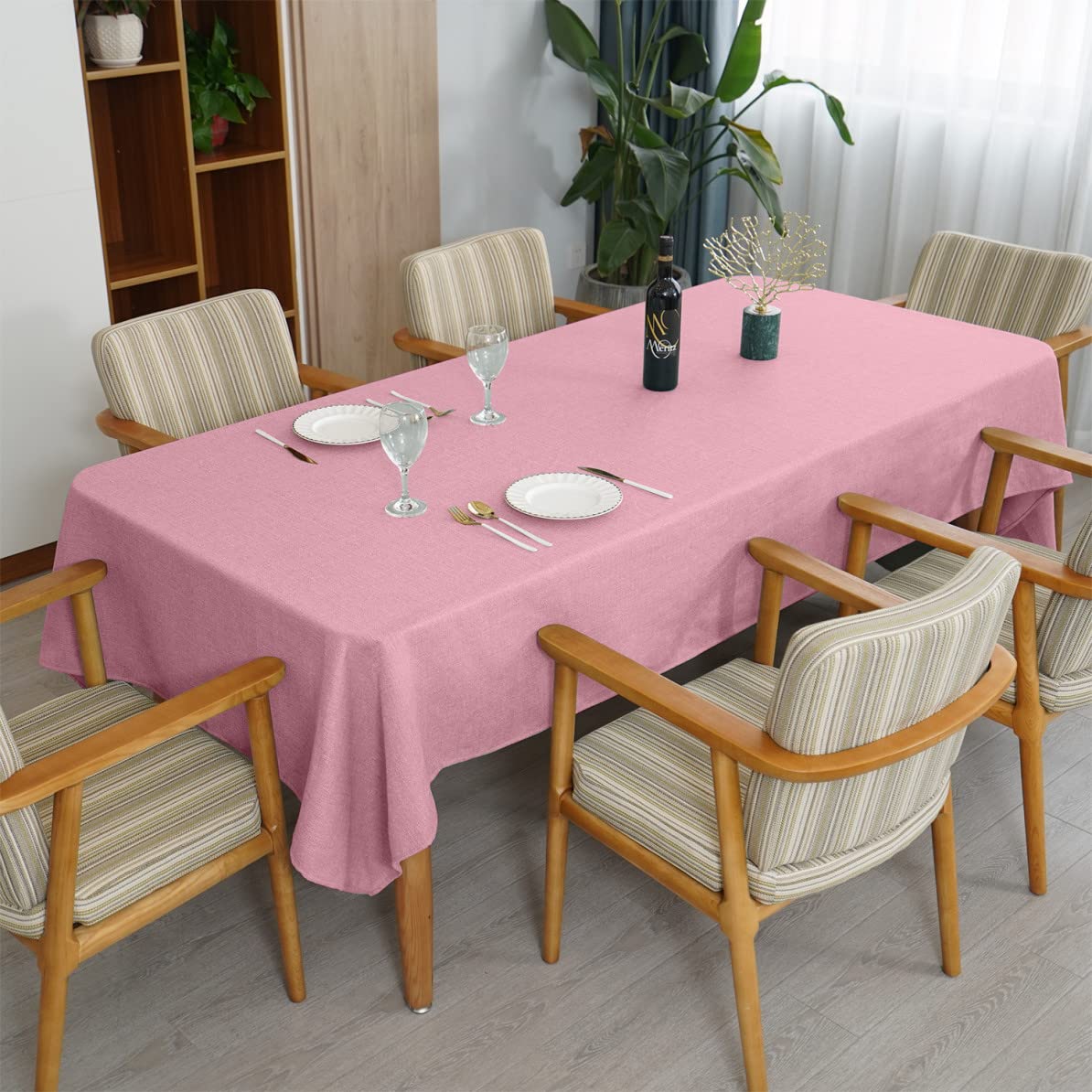 Amazon｜[XMTAN] 洗える 無地 ピンク テーブルクロス 長方形 キッチン