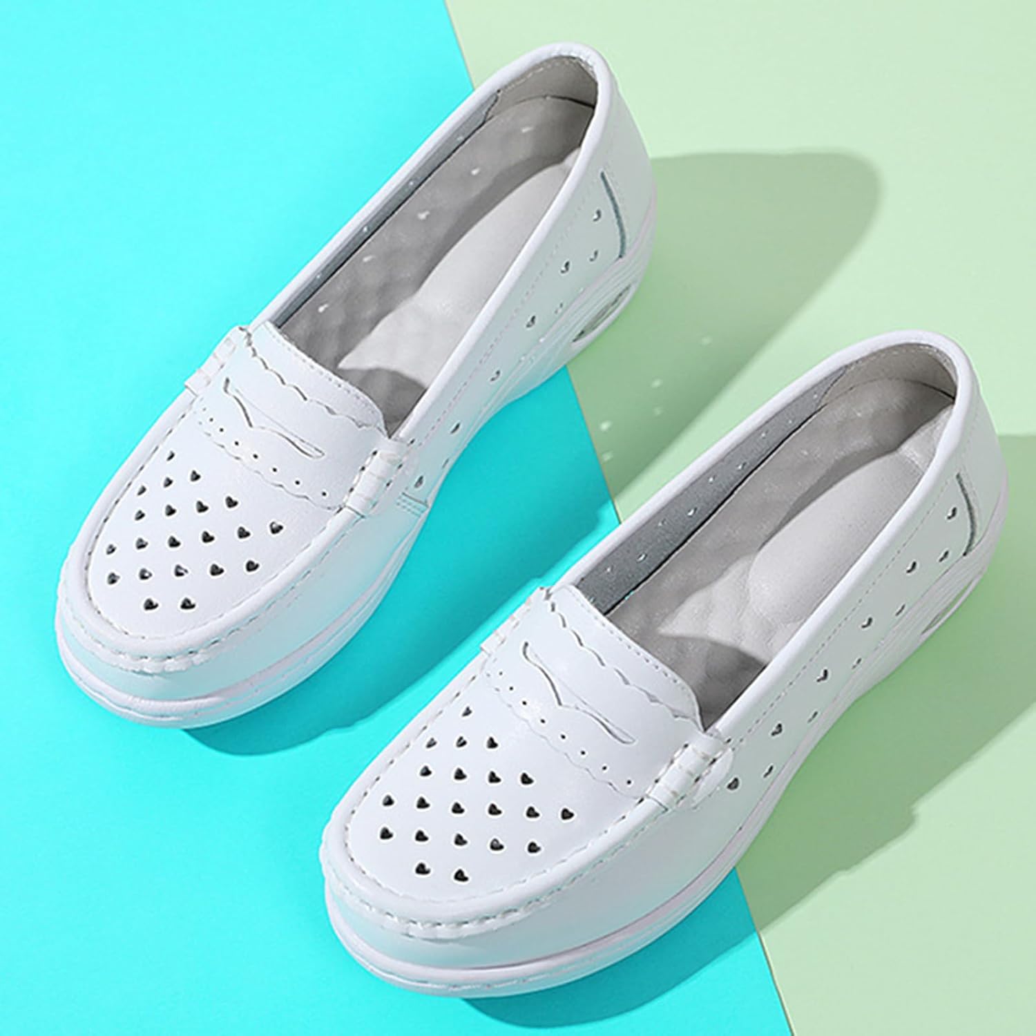 Women's Air-Cushion Orthopedic Slip-On Nurse Shoes Fashion Round-Toe Wedge Heel Thick-Soled Comfortable Arch Support Walking Loafers - Image 3