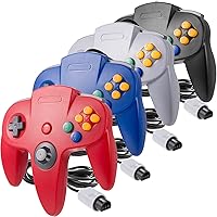 Vista 1 de miadore 4 Pack Classic N64 Controller, Wired Classic N64 Gamepad with Upgraded Joystick(Non PC USB Version) (BlackGrayRedBlue)